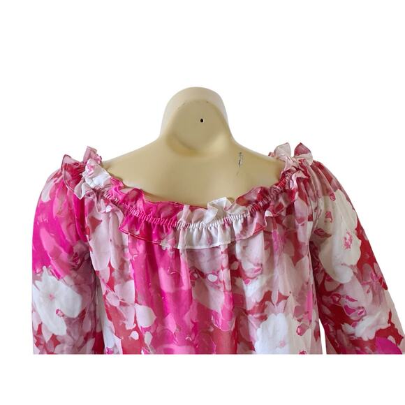 INC Womens Size Small Floral Print Lined Long Sleeve Boho Peasant Blouse Shirt - Picture 6 of 8